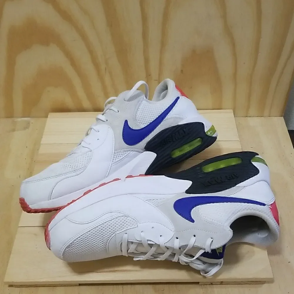 NIKE AIR MAX EXCEE MEN'S SHOES 2019 WHITE BLUE BRIGHT CACTUS SZ- 9 1/2
